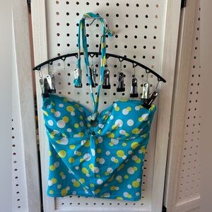 Y2K Vintage Polka Dot Tankini Top – Retro Halter Swimwear (M)